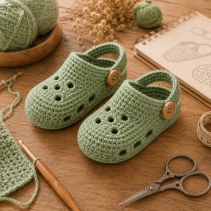 Meadow Step Baby Clogs Crochet Pattern PDF | Advance Beginner Baby Shoes Pattern | 3 Sizes 0-12 Months | Baby Sandal Tutorial
