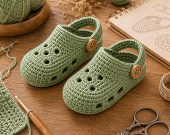 Meadow Step Baby Clogs Crochet Pattern PDF | Advance Beginner Baby Shoes Pattern | 3 Sizes 0-12 Months | Baby Sandal Tutorial