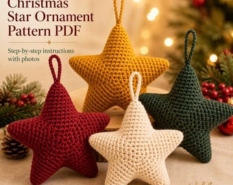 Crochet Christmas Star Ornament Pattern PDF | Christmas Decor Pattern | Amigurumi Handmade Holiday Tree Decor | Instant Digital Download