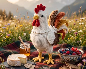 Crochet Rooster Pattern PDF | Realistic Amigurumi Rooster | Farmhouse Rooster Crochet Pattern| Farm Animal Amigurumi | Stuffed Rooster Plush
