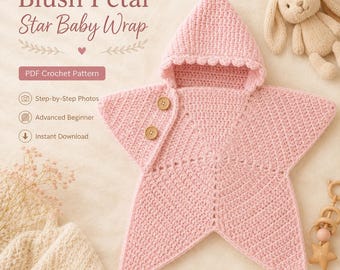 Star Baby Cocoon Crochet Pattern PDF | Hooded Baby Wrap | Star Onesie | Newborn Photo Prop | Sleep Sack| Baby Shower Gift | Instant Download
