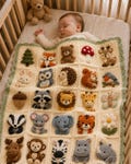 Woodland Safari Baby Blanket Crochet Pattern PDF | 25 Applique Granny Squares | Nursery Decor Blanket | Beginner Friendly Digital Download