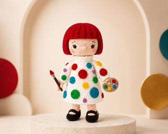 Yayoi Crochet Doll Pattern | Kusama Inspired Amigurumi | Polka Dot Artist Doll | Detailed Photo Tutorial | English US Terms PDF Download