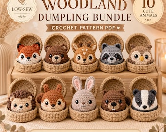 10-in-1 Dumpling & Steamer Crochet Pattern PDF | Woodland Animal Amigurumi Bundle| Viral Beginner-Friendly Kawaii Plush | Instant Download