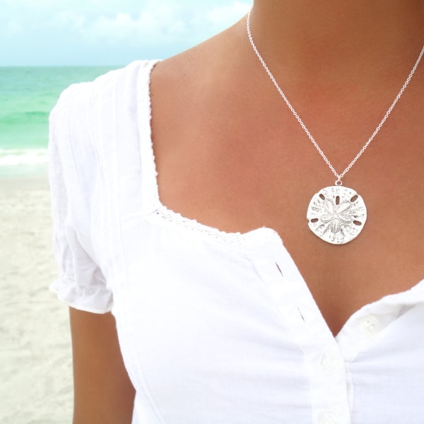 Sand Dollar Halskette Silber Sanddollar Anhänger Halskette Sand Dollar Schmuck Sand Dollar Sterling Silber Halskette Hochzeitsgeschenk für Sie