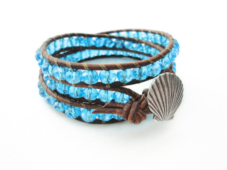 Seashell Leather Bracelet Beach Bracelet Friendship Bracelet Etsy