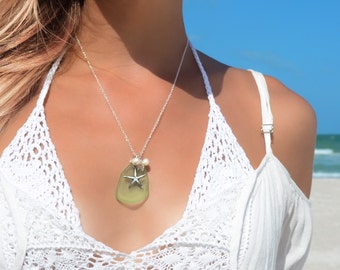 Starfish Seaglass Necklace Starfish Necklace Sea Glass Pendant Sea Glass Jewelry Beach Glass Necklace Beach Glass Jewelry Starfish Jewelry