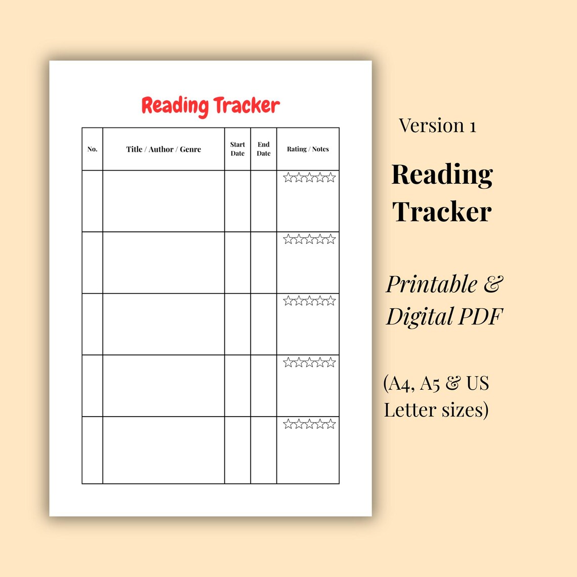 Reading Tracker Printable PDF | Book Log | Track Books Read | Planner ...