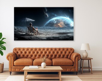 Lunar Escape | Space Wall Art | Cosmic Artwork | Retro Futuristic Art | Sci-Fi Collage | Outer Space Adventure | Retro Sci-Fi Poster