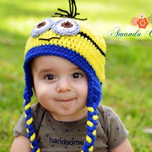 Minion Hat, Halloween Costume, Photo Prop, Crocheted Minion hat