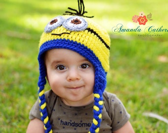 Minion Hat, Halloween Costume, Photo Prop, Crocheted Minion hat