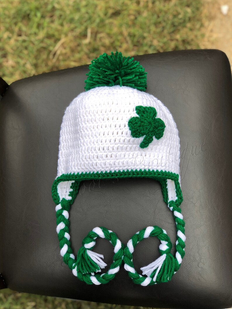 Shamrock Hat, Crochet Shamrock Hat, St. Patrick's Day Hat, Holiday Hat, Winter Hat, Warm Hat, image 2