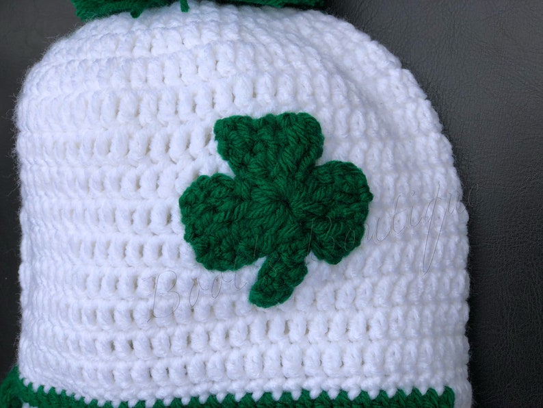 Shamrock Hat, Crochet Shamrock Hat, St. Patrick's Day Hat, Holiday Hat, Winter Hat, Warm Hat, image 3