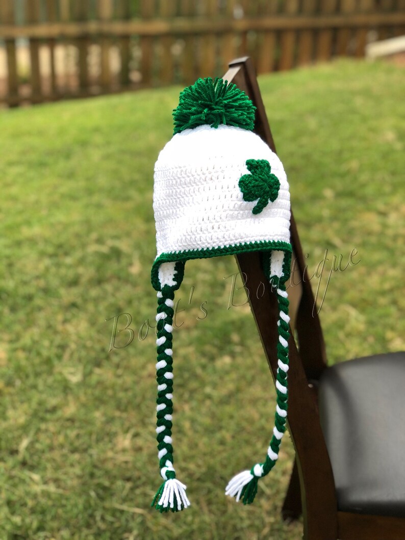 Shamrock Hat, Crochet Shamrock Hat, St. Patrick's Day Hat, Holiday Hat, Winter Hat, Warm Hat, image 1