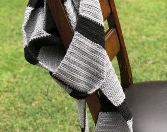 Crocheted Black and Grey Scarf, Photo Prop, Halloween Costume