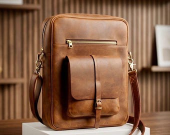 Vintage Leather Crossbody Bag, Full Grain Leather Messenger Bag, Handmade Leather Satchel, Rustic Shoulder Bag, Minimalist Everyday Carry