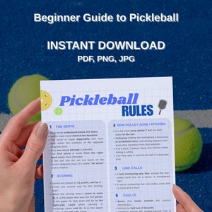 Reglas de Pickleball (PDF, JPG, PNG, imprimibles) Descarga instantánea Instrucciones: Guía para principiantes de Pickleball Hoja de referencia de puntuación Deportes