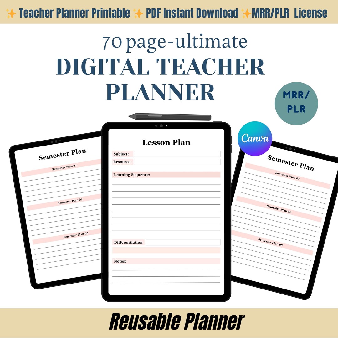 Teacher Planner Printable: Undated Lesson Plan Book With PLR/MRR ...