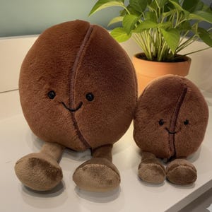 Kaffeebohnen Kissen mit Beinen: Brown Food Plüschtier, Geschenk für Kaffeeliebhaber