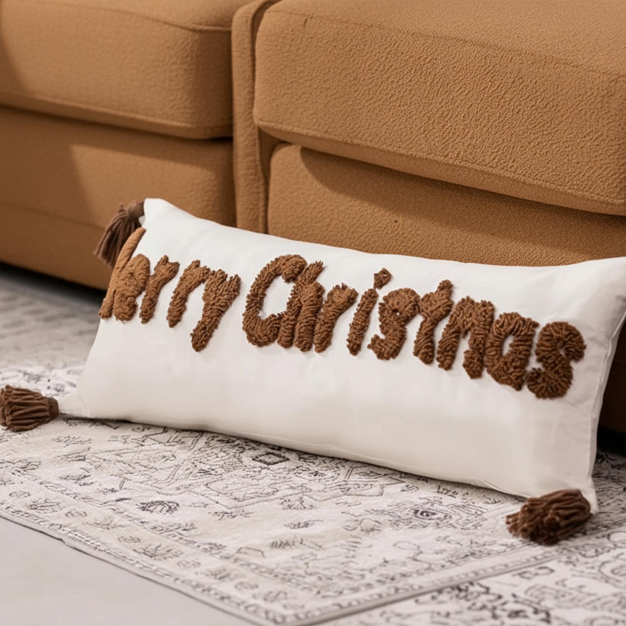 AEIOAE Set di 2 federe natalizie 30,5 x 50 cm, motivo a quadri con albero di Natale, in lino, per divano, divano, decorazione da esterni