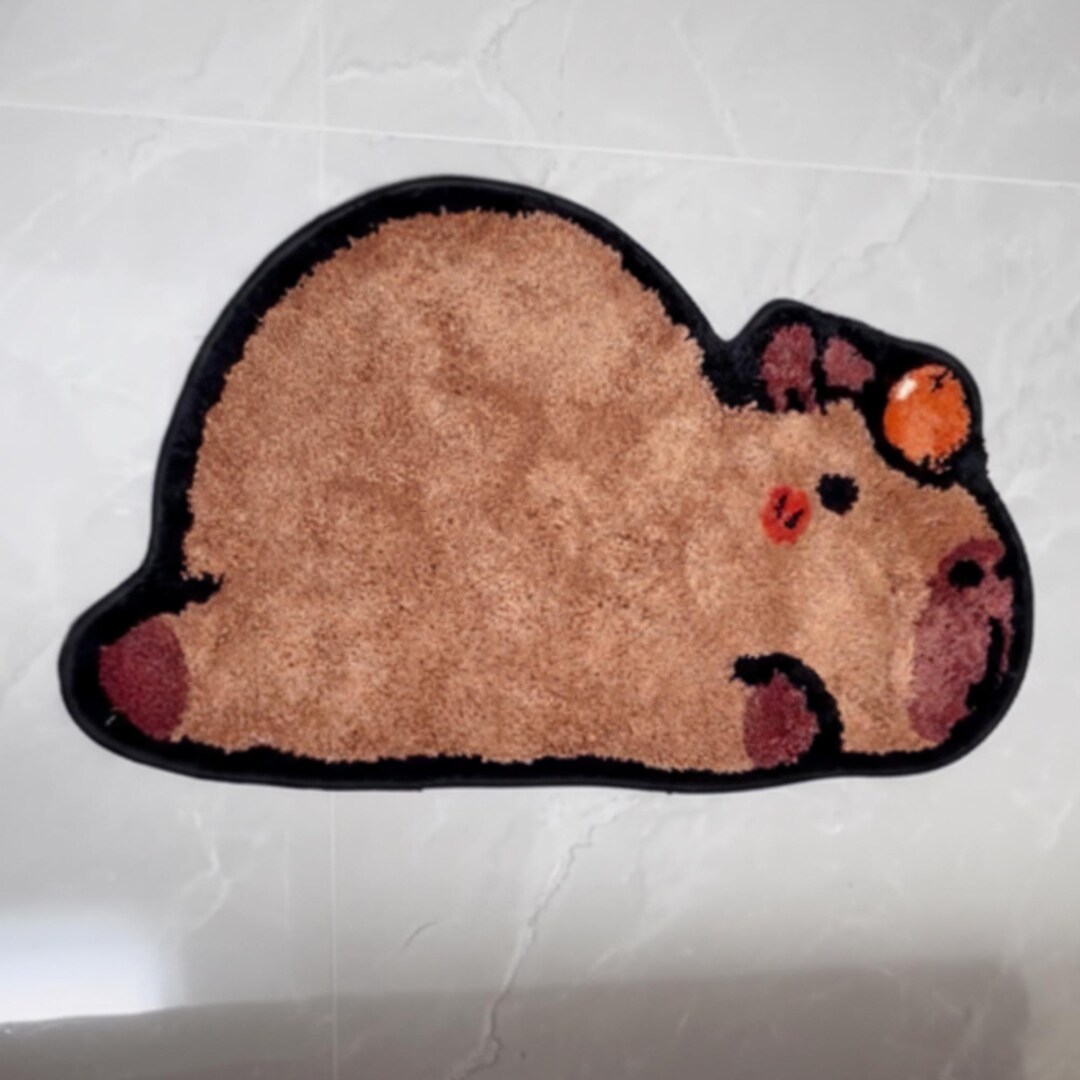 Capybara Rug Rectangle Capybara Flocked Rug: Funny Animal Floor Mat, Kids Room Decor - Etsy