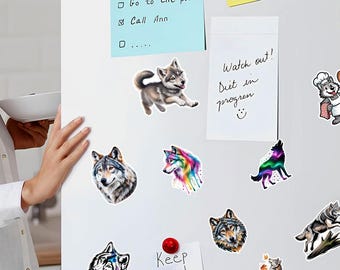 Wolf Sticker Pack 60pcs – Howling Wolves Cute Pups Galaxy Wolf Forest Scene Waterproof Vinyl Stickers for Laptop Journal Water Bottle