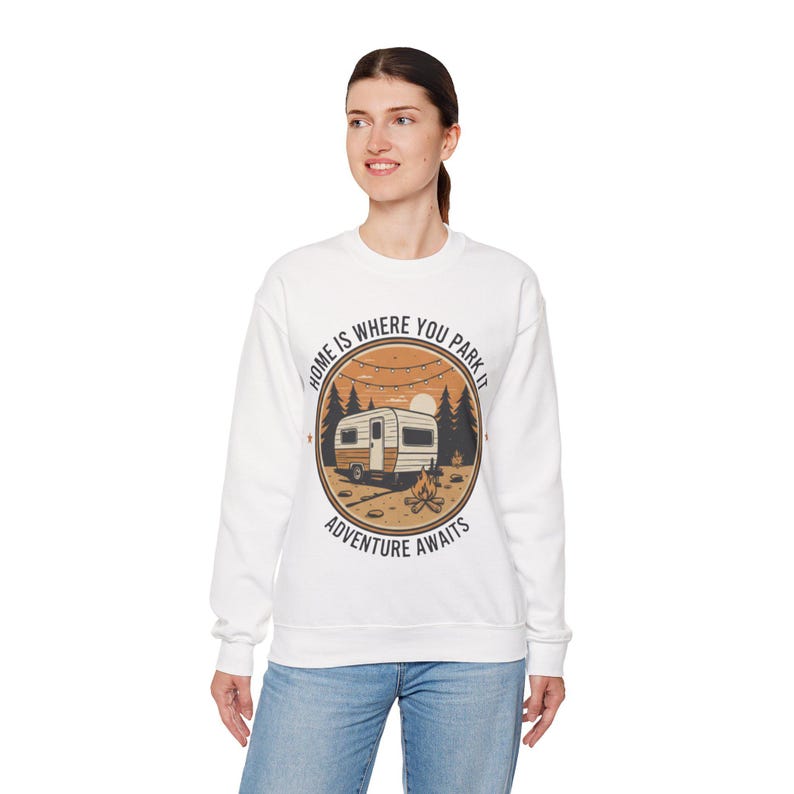 Home Is Where You Park It Retro Badge Hoodie - High-End Glamping Sweatshirt - Nature Inspired Travel Gift - Nomad Lifestyle Gear image 11