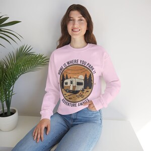 Home Is Where You Park It Retro Badge Hoodie - High-End Glamping Sweatshirt - Nature Inspired Travel Gift - Nomad Lifestyle Gear image 12