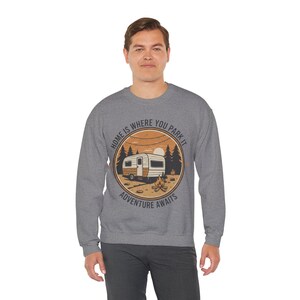 Home Is Where You Park It Retro Badge Hoodie - High-End Glamping Sweatshirt - Nature Inspired Travel Gift - Nomad Lifestyle Gear image 9