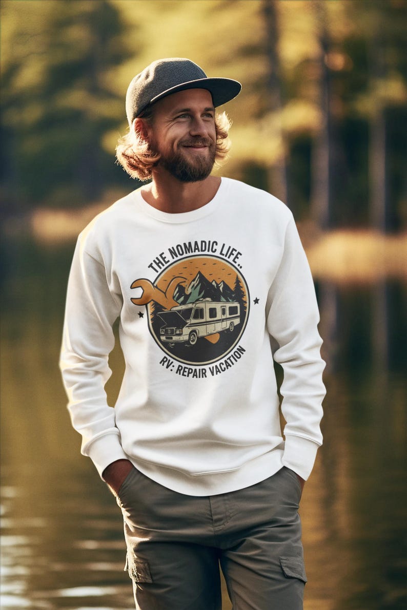 Home Is Where You Park It Retro Badge Hoodie - High-End Glamping Sweatshirt - Nature Inspired Travel Gift - Nomad Lifestyle Gear image 3