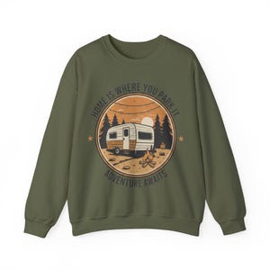 Home Is Where You Park It Retro Badge Hoodie - High-End Glamping Sweatshirt - Nature Inspired Travel Gift - Nomad Lifestyle Gear image 7