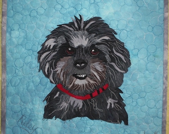 Custom Pet portrait made in fabric. Personalised of your best friend and pet