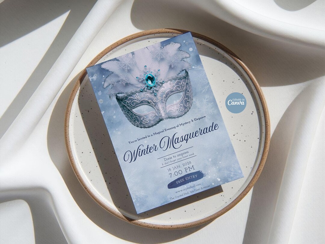 Winter Masquerade Ball Invitation, Elegant Holiday Party Invite, Formal  Gala Winter Celebration, Editable Canva Template (digital Download) - Etsy  Israel