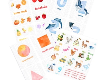 Tongan Learning Flashcards Set (Numbers, Alphabet, Colors, Animals, Shapes)