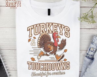 Turkeys & Touchdowns PNG: Thanksgiving Football Design (Digital Download)