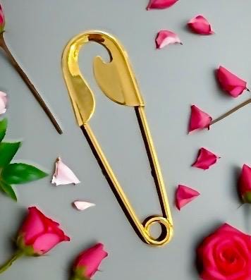Large 4” Gold Curve Detailed Safety Pin *PIN ONLY* - Etsy
