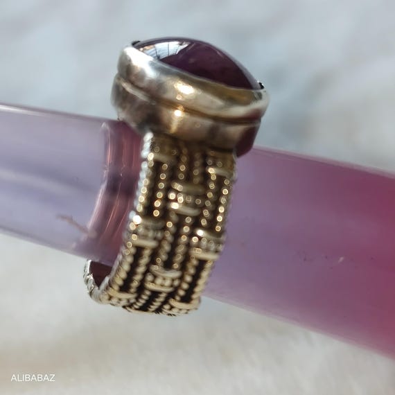 Natural Star Ruby Silver Ring | Handmade Statemen… - image 5