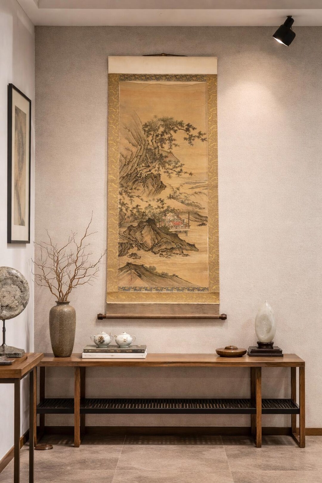 Antique Chinese Silk Painting Scroll | Qing Dynasty Literati Art (c ...