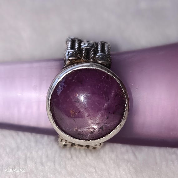 Natural Star Ruby Silver Ring | Handmade Statemen… - image 1