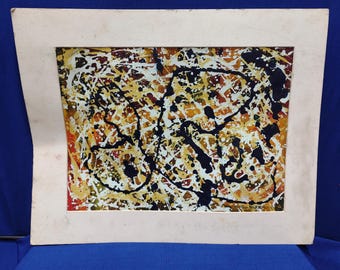 ヴィンテージ キャンバス油彩抽象画 | アーティスト直筆サイン入り壁装飾アート作品