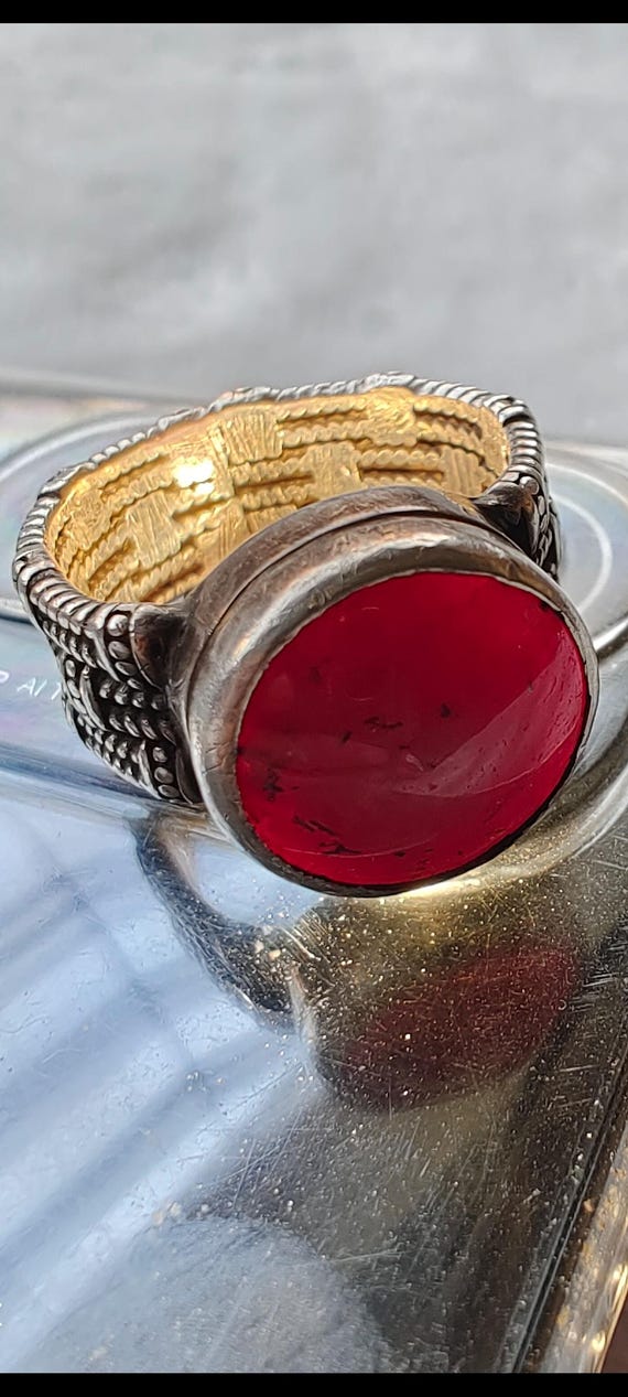 Natural Star Ruby Silver Ring | Handmade Statemen… - image 4