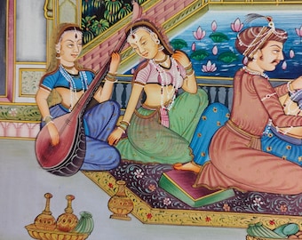 Mughal Miniature Painting | Palace Court Wall Decor