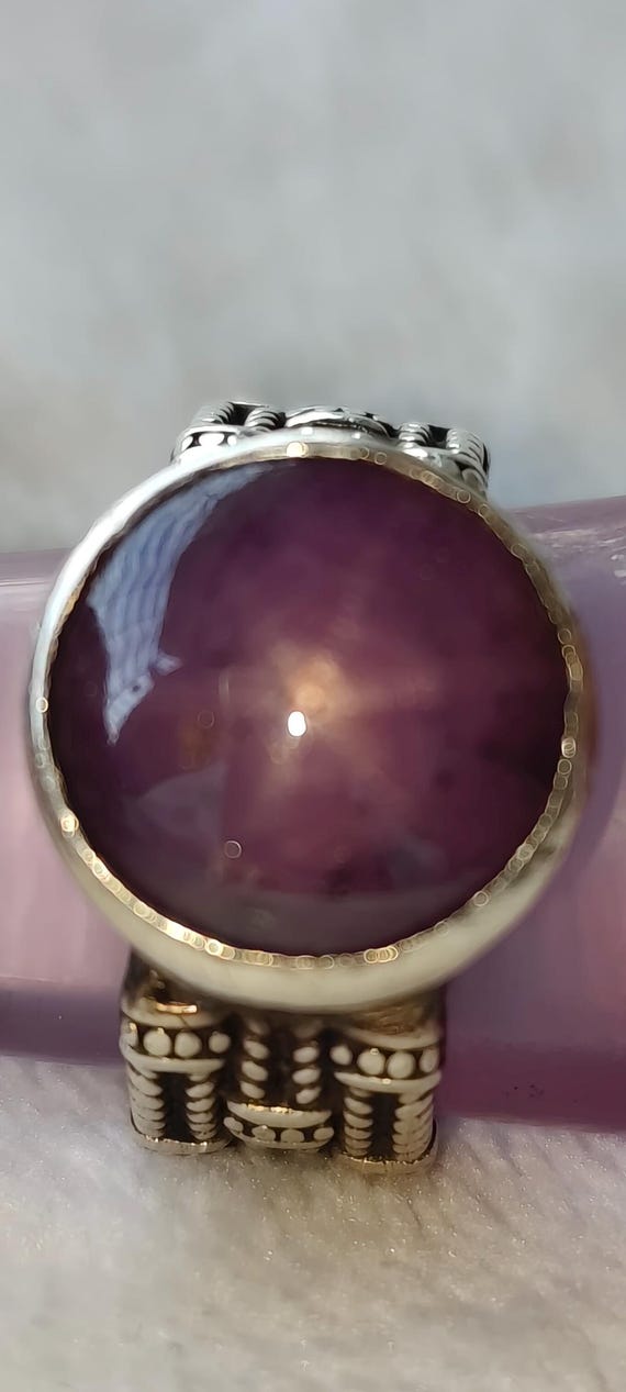 Natural Star Ruby Silver Ring | Handmade Statemen… - image 3