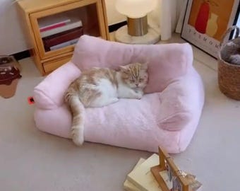 Soft Cozy Premium Cat Pink  Sofa | Plushy Cat Bed | Indoor Cat Couch | Luxury Cats Sofa|  Cat Houses| Warm Cat Soft Houses