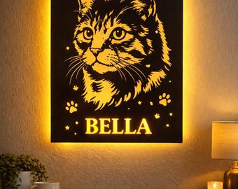 Custom Pet Portrait LED Metal Wall Art | Personalized Light Up Sign