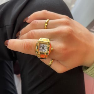 Mini-klockaring i vintagestil | Justerbart armband i guld och silver