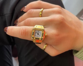Vintage Style Mini Watch Ring | Gold & Silver Adjustable Band