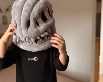 3D Dinosaur Skeleton Plush Hoodie, Wearable Fossil Costume