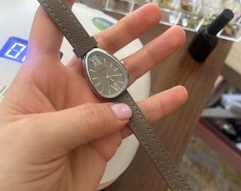 Womens Vintage Inspired Sunburst Dial Watch | Women's Gray Leather Strap, Roman Numerals | Gift For Her | Valentine Gift