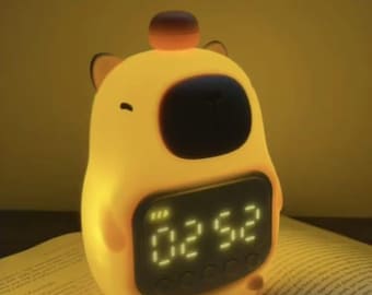 Reloj digital minimalista con alarma LED CAPYBARA, bonito y suave, lámpara de mesa de noche LED digital hermosa, regalo CAPYBARA